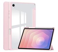QJONSIU Case Compatible with Samsung Galaxy Tab S11, Stand Feature Ultra Thin Soft TPU Smart Cover with Auto Sleep Wake, Clear Acrylic Back-Pink