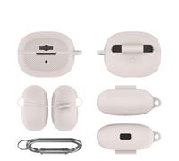 QJONSIU Case Compatible with SHOKZ Open Dots ONE, Shockproof Soft Silicone Protective with Carabiner, Full-Body Protection-Gray