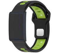 QJONSIU Compatible with Amazfit Helio Strap, Breathable Two-Tone Soft Silicone Strap - Black/Green