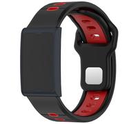 QJONSIU Compatible with Amazfit Helio Strap, Breathable Two-Tone Soft Silicone Strap - Black/Red, For Amazfit Helio Strap, Silicone
