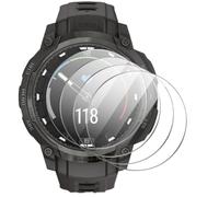 QJONSIU Compatible with Garmin Instinct Crossover AMOLED Screen Protector, 4 Pack HD Clear Tempered Glass Protective Film, 9H Hardness Anti-Scratch, Bubble Free