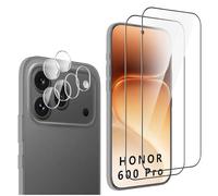 QJONSIU Compatible with Honor 600 Pro Tempered Glass Protection film, 2 Pack Screen Protector, 2 Pack Round Camera Protector, Anti-Scratch