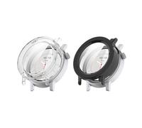 QJONSIU Hard PC Case Compatible with CMF by Nothing Watch 3 Pro with Built in Tempered Glass, 2 Pack All Around Anti-Scratch Protective Case-Black Clear