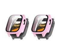 QJONSIU Hard PC Case Compatible with Cosmo JrTrack5 with Built in Tempered Glass, 2 Pack All Around Anti-Scratch Protective Case-Pink