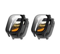 QJONSIU Hard PC Case Compatible with Cosmo JrTrack5 with Built in Tempered Glass, 2 Pack All Around Anti-Scratch Protective Case-Black