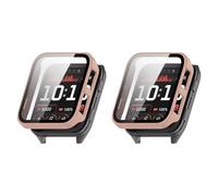 QJONSIU Hard PC Case Compatible with Garmin Venu X1 with Built in Tempered Glass, 2 Pack All Around Anti-Scratch Protective Case-Pink