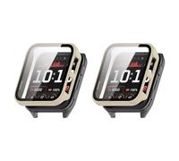 QJONSIU Hard PC Case Compatible with Garmin Venu X1 with Built in Tempered Glass, 2 Pack All Around Anti-Scratch Protective Case-White