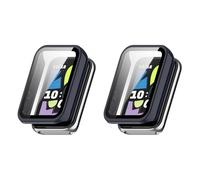 QJONSIU Hard PC Case Compatible with Honor Band 10 with Built in Tempered Glass, 2 Pack All Around Anti-Scratch Protective Case-Blue