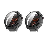 QJONSIU Hard PC Case Compatible with Honor Watch 5 Ultra with Built in Tempered Glass, 2 Pack All Around Anti-Scratch Protective Case-Black