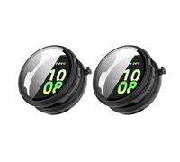 QJONSIU Hard PC Case Compatible with Honor Watch Fit with Built in Tempered Glass, 2 Pack All Around Anti-Scratch Protective Case-Black