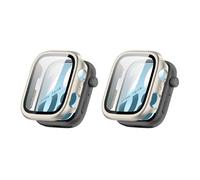 QJONSIU Hard PC Case Compatible with Honor Watch X5i with Built in Tempered Glass, 2 Pack All Around Anti-Scratch Protective Case-Silver