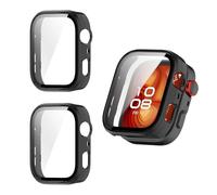 QJONSIU Hard PC Case Compatible with Huawei Watch Fit 4 Pro with Built in Tempered Glass, 2 Pack All Around Anti-Scratch Protective Case-Black