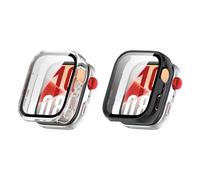 QJONSIU Hard PC Case Compatible with Huawei Watch Fit 4 with Built in Tempered Glass, 2 Pack All Around Anti-Scratch Protective Case-Black Clear