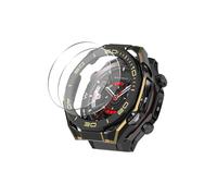 QJONSIU Hard PC Case Compatible with Huawei Watch Ultimate 2, Anti-Scratch Partial Protective Thin Case, 2 Pack Soft Protective Film, Bumper Cover-Gold