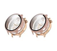 QJONSIU Hard PC Case Compatible with Oppo Watch X2 Mini with Built in Tempered Glass, [2-Pack] All Around Anti-Scratch Protective Case-Pink