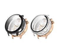 QJONSIU Hard PC Case Compatible with Oppo Watch X2 Mini with Built in Tempered Glass, [2-Pack] All Around Anti-Scratch Protective Case-Black Clear