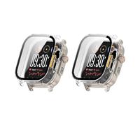 QJONSIU Hard PC Case Compatible with Realme Watch 5 with Built in Tempered Glass, 2 Pack All Around Anti-Scratch Protective Case-Clear