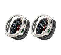 QJONSIU Hard PC Case Compatible with Samsung Galaxy Watch 9 40mm, 2 Pack Anti-Scratch Protective Cover Bling Diamond-White
