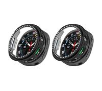 QJONSIU Hard PC Case Compatible with Samsung Galaxy Watch 9 44mm, 2 Pack Anti-Scratch Protective Cover Bling Diamond-Black