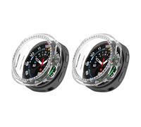 QJONSIU Hard PC Case Compatible with Samsung Galaxy Watch 9 44mm, 2 Pack Anti-Scratch Protective Cover Bling Diamond-Clear