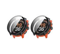 QJONSIU Hard PC Case Compatible with Suunto Run with Built in Tempered Glass, 2 Pack All Around Anti-Scratch Protective Case-Black