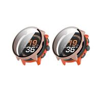 QJONSIU Hard PC Case Compatible with Suunto Run with Built in Tempered Glass, 2 Pack All Around Anti-Scratch Protective Case-Pink
