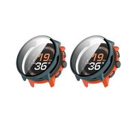 QJONSIU Hard PC Case Compatible with Suunto Run with Built in Tempered Glass, 2 Pack All Around Anti-Scratch Protective Case-Green