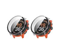 QJONSIU Hard PC Case Compatible with Suunto Run with Built in Tempered Glass, 2 Pack All Around Anti-Scratch Protective Case-Clear