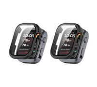 QJONSIU Hard PC Case for Huawei Watch D2 with Built in Tempered Glass, [2-Pack] All Around Anti-Scratch Protective Case Compatible with Huawei Watch D2-Black