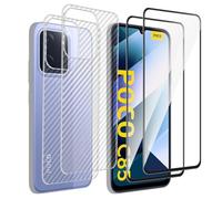 QJONSIU Screen Protector Compatible with Xiaomi Poco C85, Back Soft TPU Protective Film, 9H Tempered Glass Screen Film, 2 Pack Each, No Bubbles