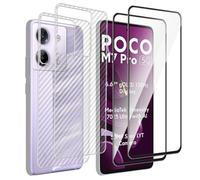 QJONSIU Screen Protector Compatible with Xiaomi Poco M7 Pro 5G, Back Soft TPU Protective Film, 9H Tempered Glass Screen Film, 2 Pack Each, No Bubbles