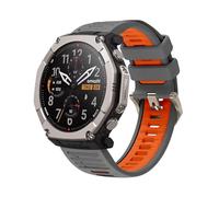 QJONSIU Silicone Strap Compatible with Amazfit T-Rex Ultra 2, Breathable Soft Sport Replacement Strap, Two-tone Design, Adjustable-Gray Orange
