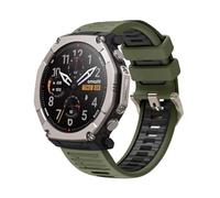 QJONSIU Silicone Strap Compatible with Amazfit T-Rex Ultra 2, Breathable Soft Sport Replacement Strap, Two-tone Design, Adjustable-Green Black