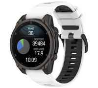 QJONSIU Silicone Strap Compatible with Garmin Descent G2, Breathable Soft Sport Replacement Strap, Two-tone Design, Adjustable-White Black
