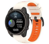 QJONSIU Silicone Strap Compatible with Garmin Descent G2, Breathable Soft Sport Replacement Strap, Two-tone Design, Adjustable-Ivory white