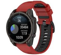 QJONSIU Silicone Strap Compatible with Garmin Descent G2, Breathable Soft Sport Replacement Strap, Two-tone Design, Adjustable-Red