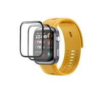QJONSIU Silicone Strap Compatible with Huawei Watch D2, [Breathable] Soft Silicone Replacement Band, [2 Pack] Screen Protective Film, for Huawei Watch D2-Yellow