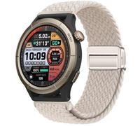 QJONSIU Strap Compatible with Amazfit Cheetah Pro, Soft Breathable Braided Nylon Replacement Band with Strong Magnetic Buckle-white