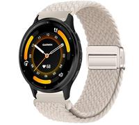 QJONSIU Strap Compatible with Garmin Venu 3 45mm, Soft Breathable Braided Nylon Replacement Band with Strong Magnetic Buckle-white