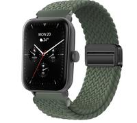 QJONSIU Strap Compatible with Hama Smartwatch 6010, Soft Breathable Braided Nylon Replacement Band with Strong Magnetic Buckle-green