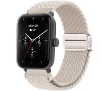 QJONSIU Strap Compatible with Hama Smartwatch 6010, Soft Breathable Braided Nylon Replacement Band with Strong Magnetic Buckle-white