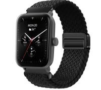 QJONSIU Strap Compatible with Hama Smartwatch 6010, Soft Breathable Braided Nylon Replacement Band with Strong Magnetic Buckle-black