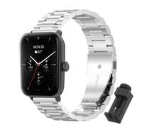 QJONSIU Strap Compatible with Hama Smartwatch 6010, Stainless Steel Metal Replacement Band, Waterproof Adjustable-Silver