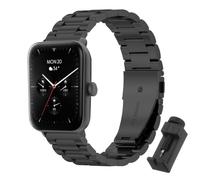 QJONSIU Strap Compatible with Hama Smartwatch 6010, Stainless Steel Metal Replacement Band, Waterproof Adjustable-Black