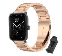 QJONSIU Strap Compatible with Hama Smartwatch 6010, Stainless Steel Metal Replacement Band, Waterproof Adjustable-RG