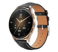 QJONSIU Strap Compatible with Hama Smartwatch 8900 1,32, Breathable Soft Leather Watch Replacement Band, Tang Buckle Design-Black