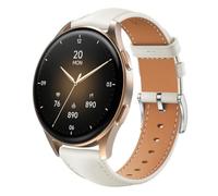 QJONSIU Strap Compatible with Hama Smartwatch 8900 1,32, Breathable Soft Leather Watch Replacement Band, Tang Buckle Design-White