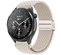 QJONSIU Strap Compatible with Hama Smartwatch 9000, Soft Breathable Braided Nylon Replacement Band with Strong Magnetic Buckle-white