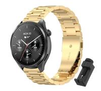 QJONSIU Strap Compatible with Hama Smartwatch 9000, Stainless Steel Metal Replacement Band, Waterproof Adjustable-Gold