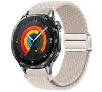 QJONSIU Strap Compatible with Huawei Watch 3 Pro, Soft Breathable Braided Nylon Replacement Band with Strong Magnetic Buckle-white